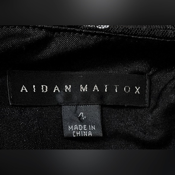 Aidan Mattox Sleeveless Winking Windowpane Sequined Sheath Dress Mesh Illusion - Picture 5 of 6